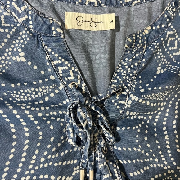 Jessica Simpson printed dress, soft denim feel, size M, pockets, 20” ptp,L 33” - Picture 4 of 12